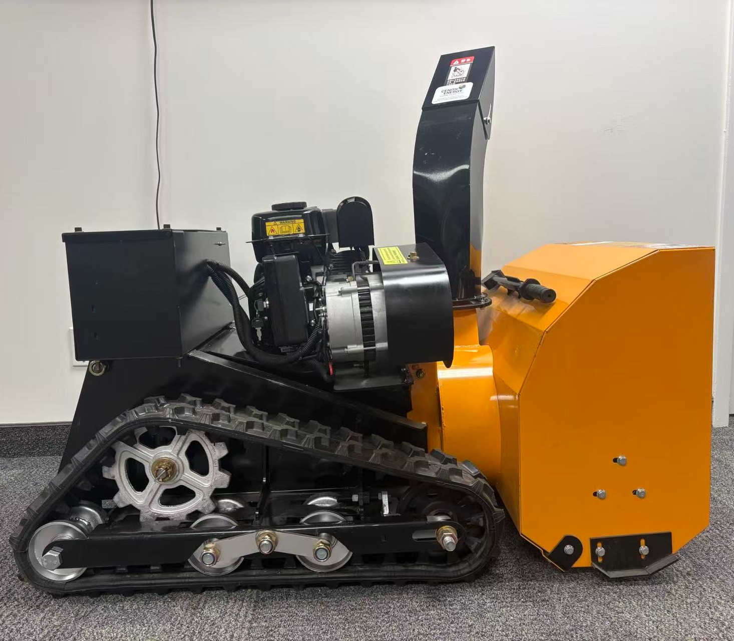 Tracked snow blower side view detail